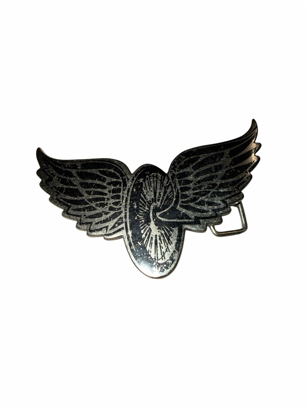 Men's Black Winged Wheel Metal Belt Buckle